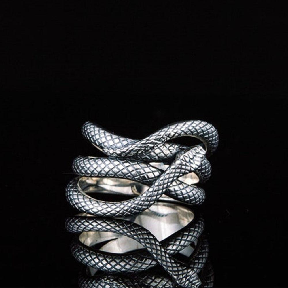 Huitan Newly Snake Rings for Women Punk Style Antique Color Vintage Party Accessories Personality Female Ring Animal Jewelry
