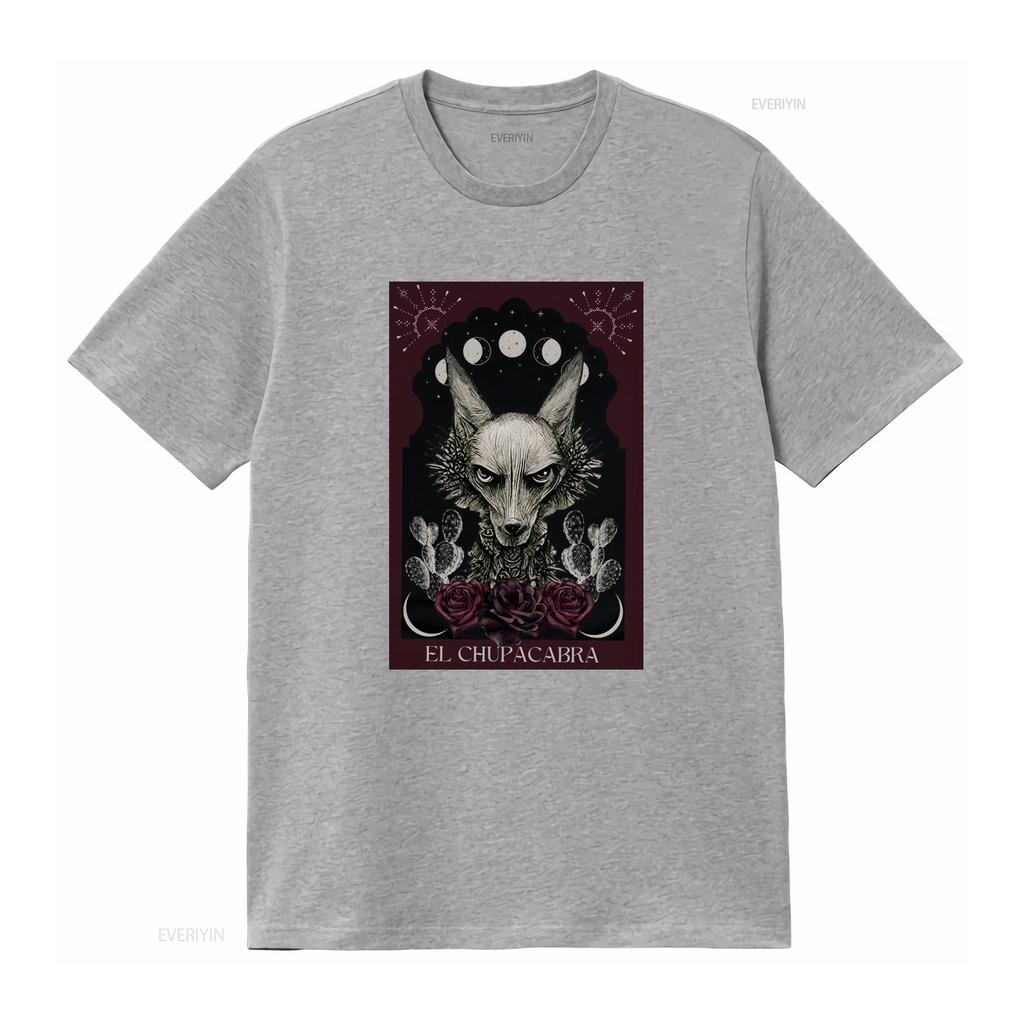 El Chupacabra T Shirt Cryptid Tarot Card Supernatural Cryptids Folklore Cryptidcore vintage Washed Top For Everyday Wear