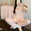 Cute Girl Love Leopard Print Short-Sleeved Pajamas Women'S Summer Cloud Cotton Three-Piece Loungewear