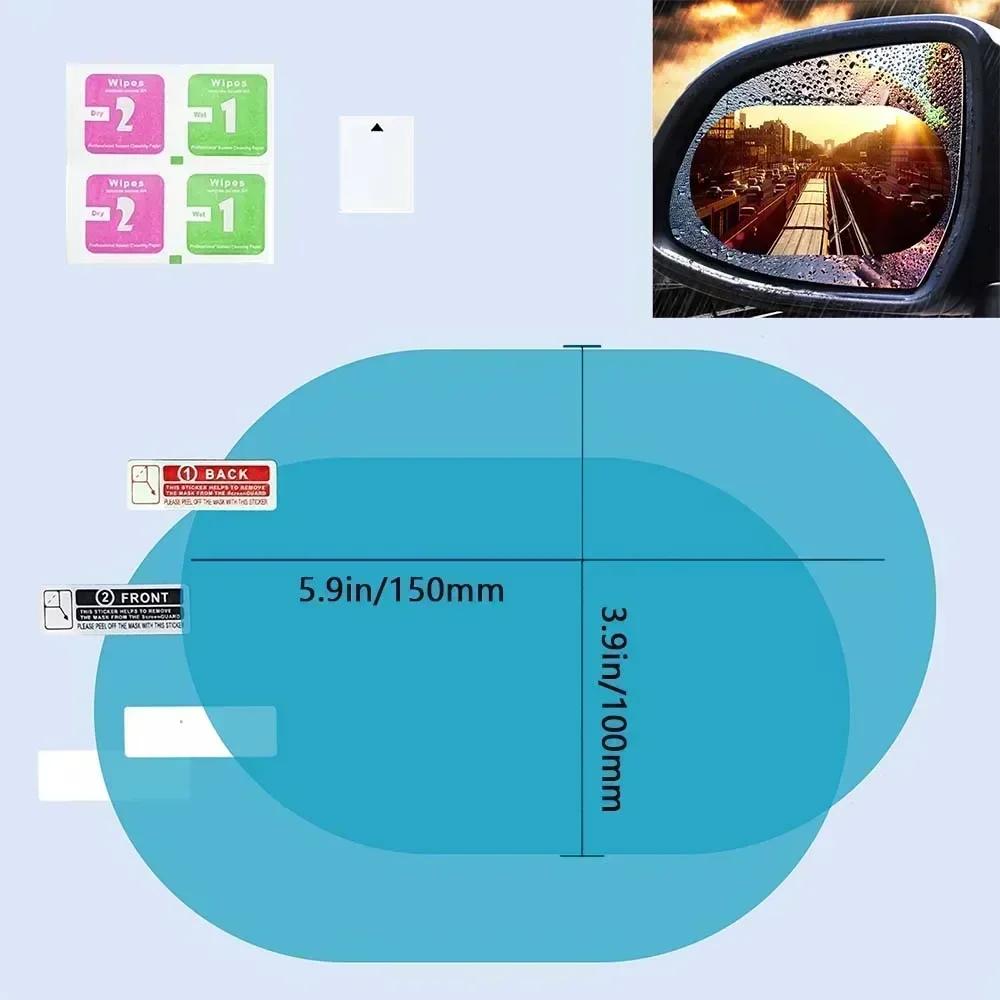 2/6pcs Set Car Rearview Mirror Window Anti Fog Clear Film Anti-Light Car Mirror Protective Film Waterproof Rainproof Car Sticker