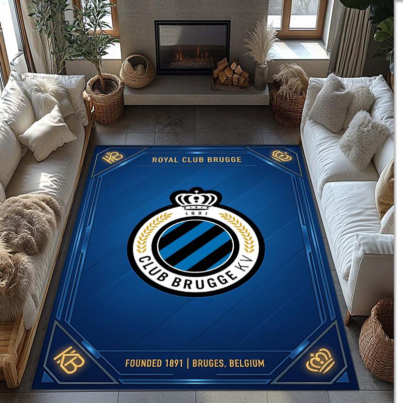 Club Brugge FC Soccer Football Pattern Soft Area Rug Non Slip Indoor Floor Carpet Sports Decor Mat for Bedroom
