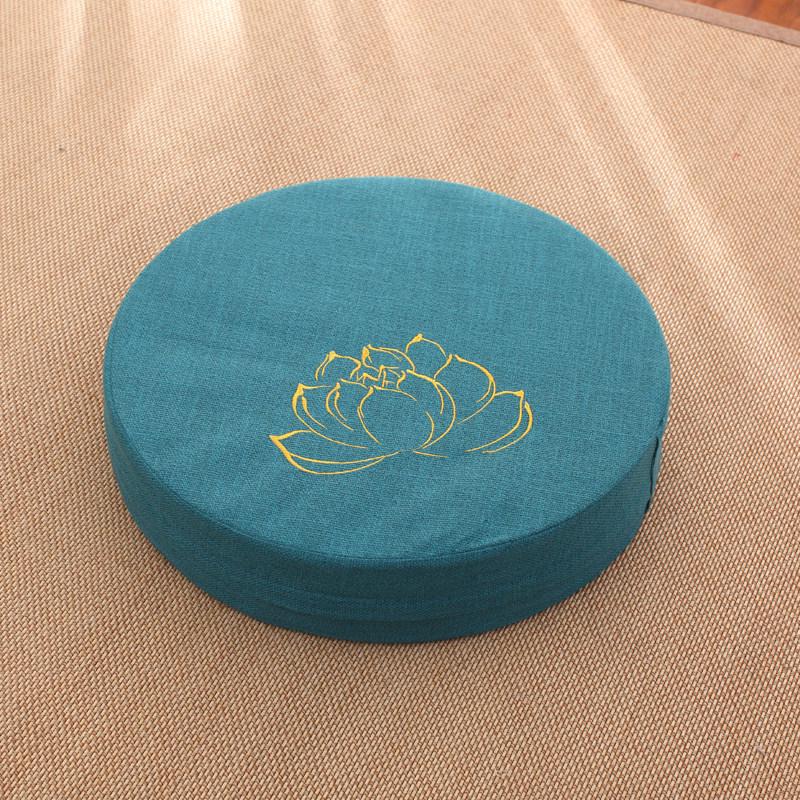 Thick Washable Japanese Zen Meditation Cushion - Round Tatami Linen Seat for Home and Balcony