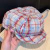 Y2k Octagonal Caps Korean Painter Hat Vintage Plaid Cloud Berets  Girls