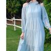 Strandurlaubskleid Damen Sommer Neu Süßer Sanfter Stil Französisches Temperament Schönes schulterfreies Strandkleid