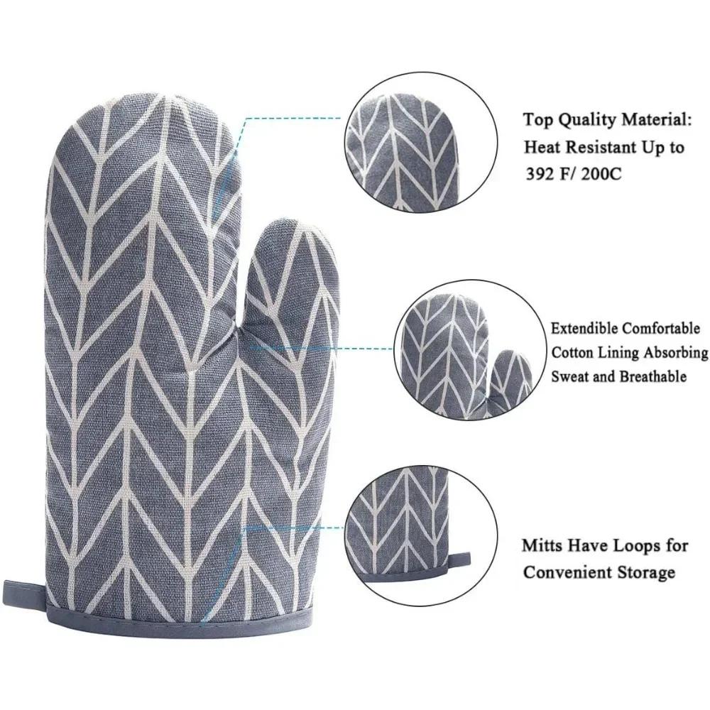 2025 Set aus 2 Grillhandschuhen, Ofenhandschuhe aus recycelter Baumwolle, Rutschfest, Zum Grillen, Farbe: Grau Neu