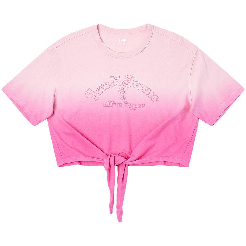Lee Women s Gradient Pink Round Neck T-Shirt S