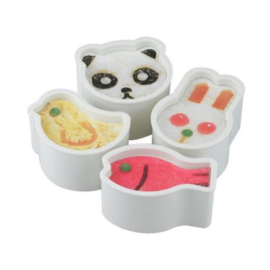 Sato Metal Industries SALUS Animal Rice Ball Mold 4-Pack (Rabbit, Fish, Panda, Chick)
