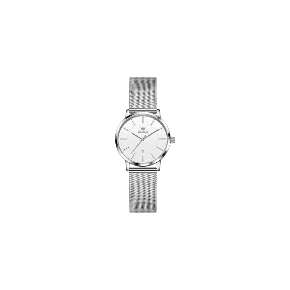 OLEVS Women s Milanese Mesh Analog Watch Waterproof Simple Dial Fashion Timepiece