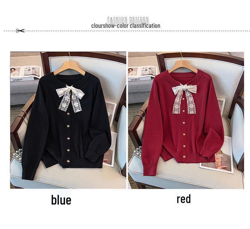 Plus Size Women's Loose Round Neck Cardigan Sweater (Bust 150/160)