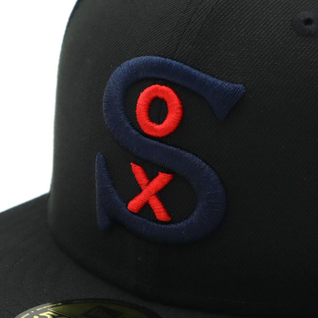 New Era 59FIFTY Cap MLB Chicago White Sox CWS Black Side Patch Under ONSPOTZ and Side Flat Summer Sun UV Stylish (70808786, NER35C7098) 2, Black,