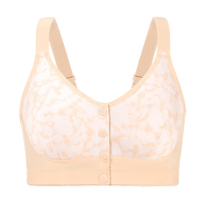 36-52 Super Large Size Bra European and American Size Adjustable Shoulder Strap No Steel Rim Printed Front Buckle Large Size Underwear