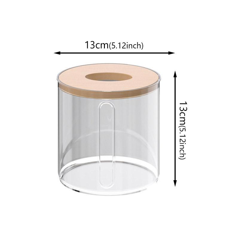 Tissue Clear Box Napkin Household Transparent Holder Paper Box With Bamboo CoverContainer Living Room Bedroom Tissue Storage Box