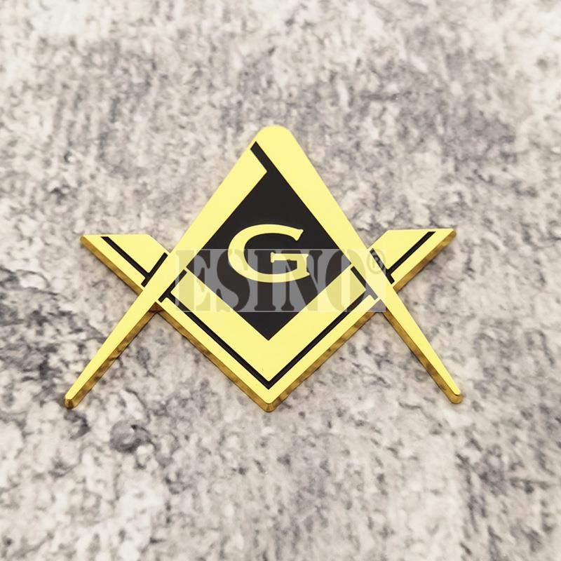 

New 3D Mason Freemasons Fraternity Metal Chrome Zinc Alloy Adhesive Emblem Decorative Badge Sticker Auto Accessory