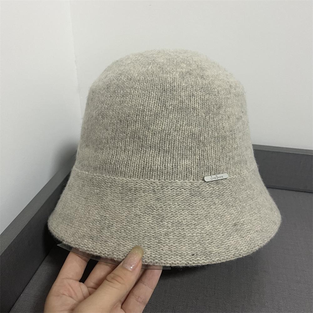 Versatile Women's Autumn and Winter Knitted Bucket Hat New Temperament Warm Bucket Hat Showing Small Face Big Head Circumference Basin Hat Tide