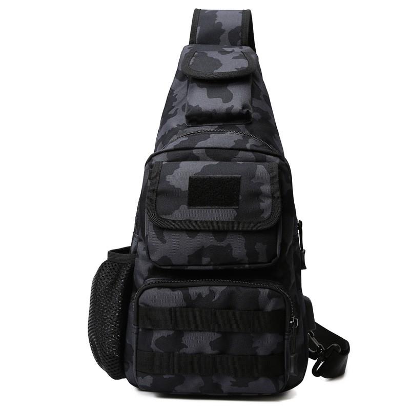 Mens Tactical Crossbody Fishing Bag Outdoor Sports Chest Pack Canvas Multi-Function Utility Pouch Camo