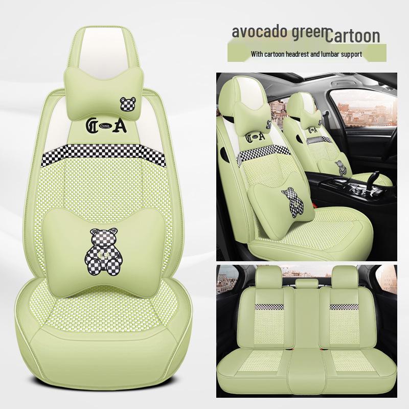 Bestune Cartoon Car Seat Cushion: Universal Leather-Linen Wrap for All Seasons
