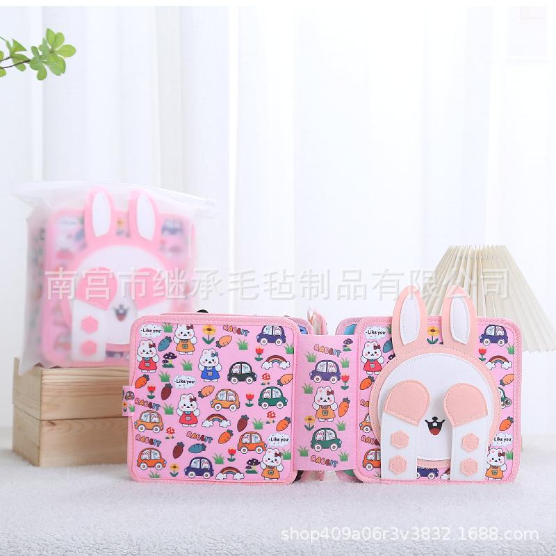 

Монтессори-головоломка Раннее образование Просвещение Кролик Спокойной ночи Книга из фетра белый/розовый