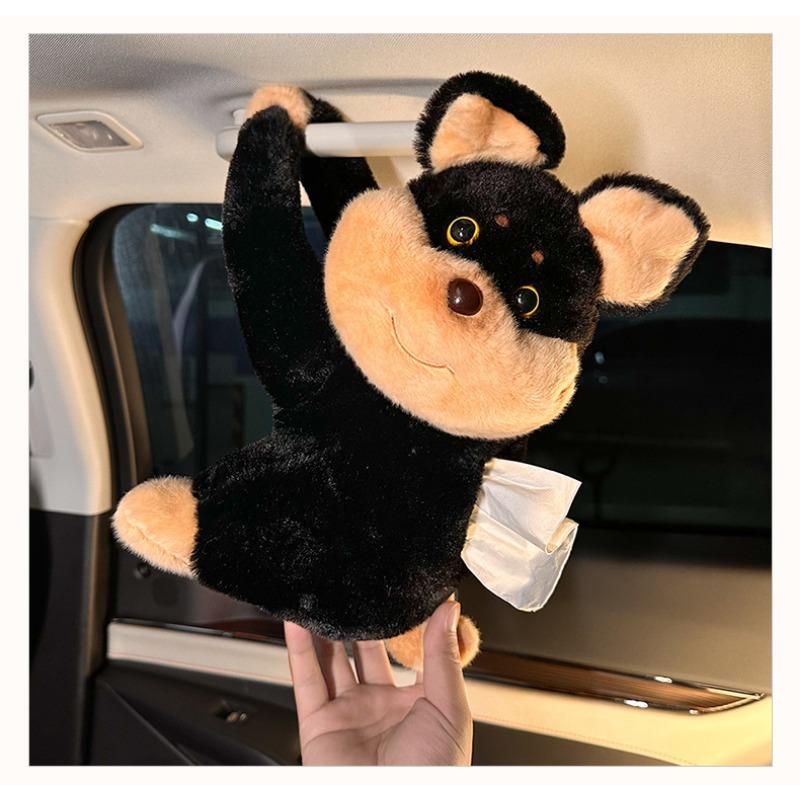Cute Plush Bee Dog Creative Multi Functional Hanging Car Tissue Box