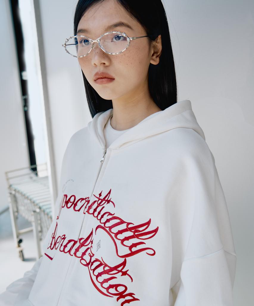 Unusedlab H-Hotfix Zip-Up Hoodie [Ivory]