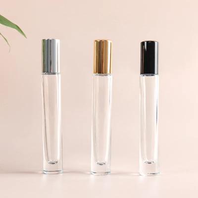 10ml Thick Clear Glass Perfume Bottle Square Round Refillable Perfume Spray Atomizer Bottle with Black Gold Silver Lid