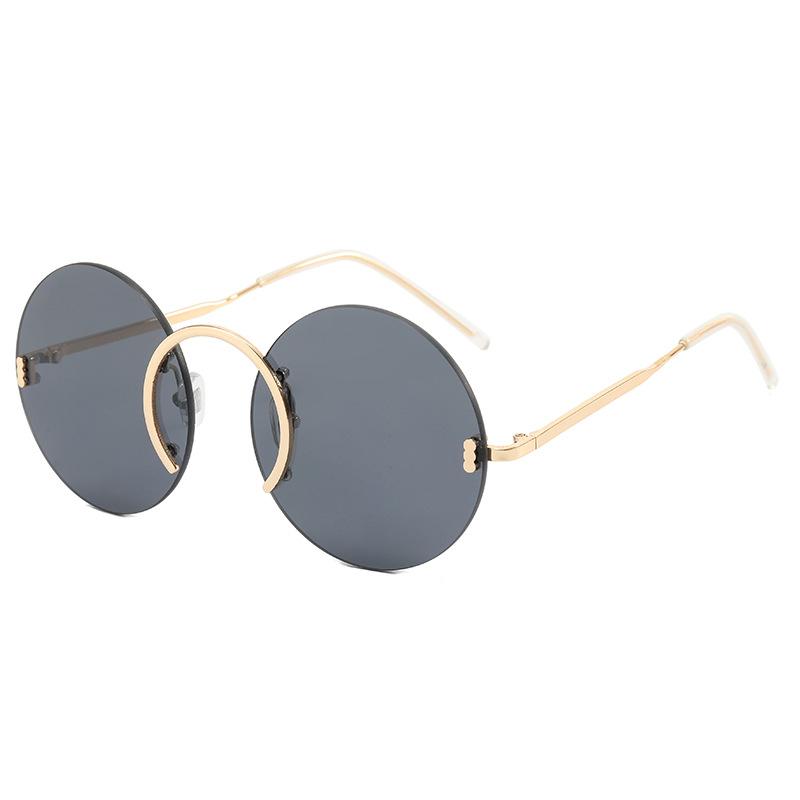 Vintage Style Sunglasses For Men Round Shape Rimless Anti-Glare Sun Glasses For Women Fashion Trendy Female Sunglass