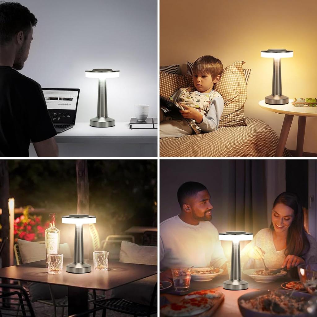 Table Lamp LED Touch Sensor Desktop Night Light Rechargeable Wireless Reading Lamp for Restaurant Hotel Bar Bedroom Decor Light