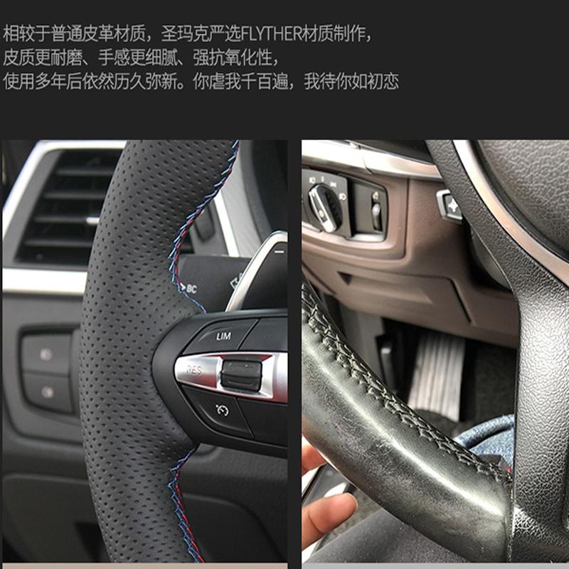 Hand Stitched Genuine Leather Car Steering Wheel Cover for Tesla Model 3 Model Y 2017-2023 Customize Non-Slip Car Accessories