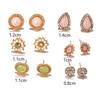 6Pairs Women Water Drop Flower Rhinestone Faux Opal Ear Studs Earrings