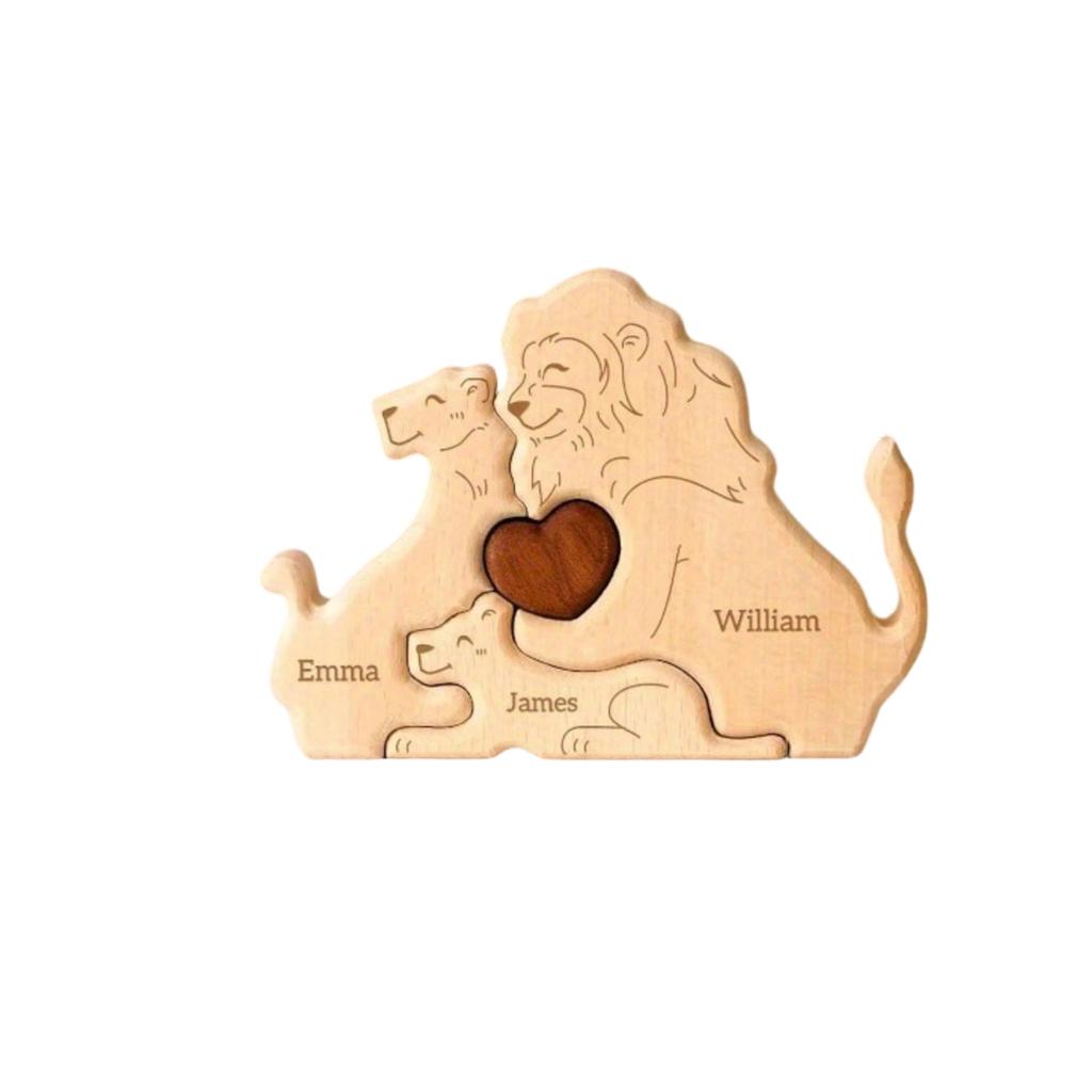 Wooden Family Puzzle Set, Home Decor, Carved Ornament, Party Decoration