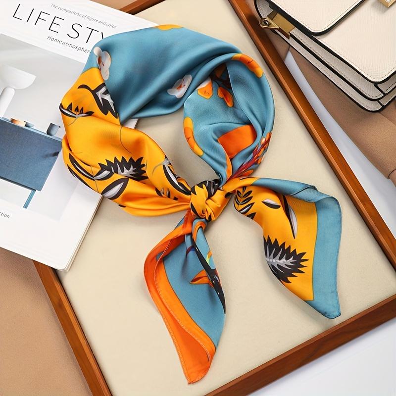 Boho Chic Floral Square Scarf for Women - 69.85cm Soft Polyester Neck & Head Wrap, Versatile Shawl Perfect for Casual Outings