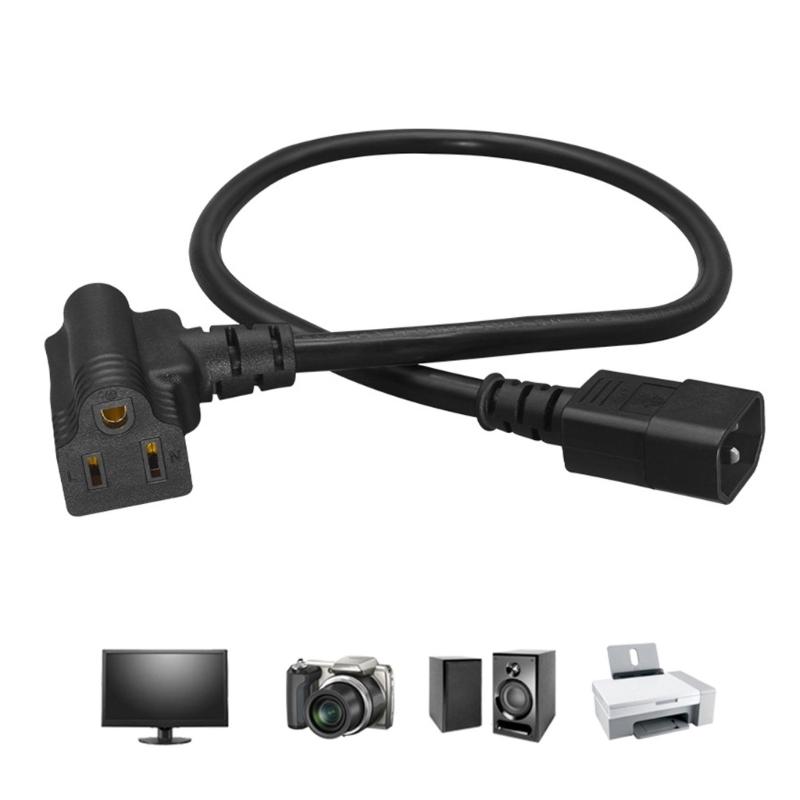 Heavy Duty Flexible Extension Cable C14 to 5-15R Power Cord For Home Office Electronics Computer Power Adapter Cord
