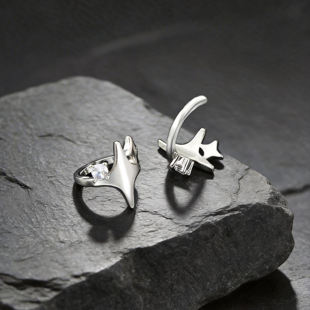 Star Ear Cuff Non Piercing Double Starburst Minimalist Wrap Cartilage Earrings for Women Men Jewelry Gift