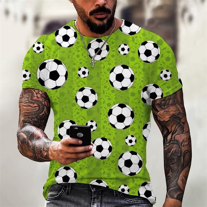 Men's Football Printed Short-sleeved Fashion Versatile Top Casual T-shirt Loose Comfortable T-Shirts Men’s