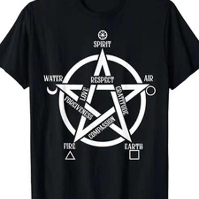 Pentagram Witch T Shirt Retro Street Style Cotton Mysterio Vintage Homme Stretched Streetwear Designer Clothes Graphic