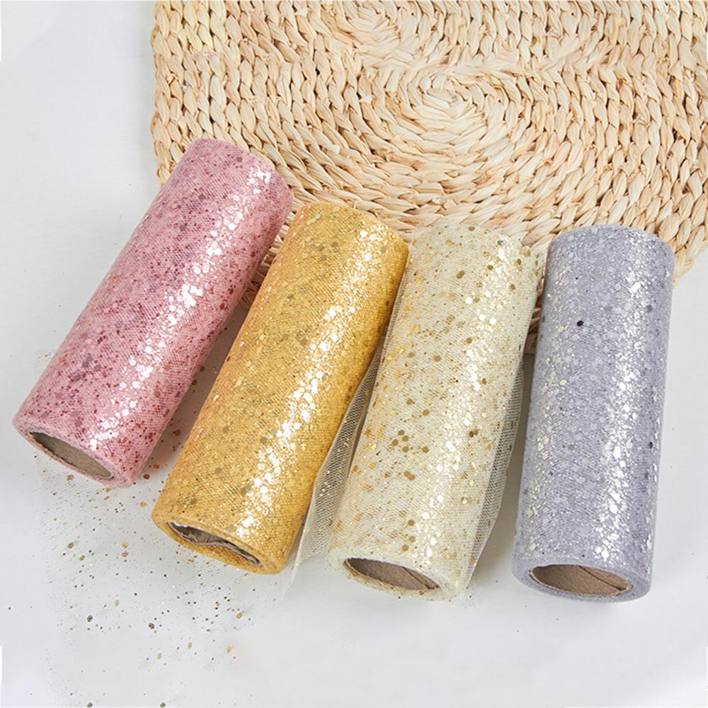 15cm Width 10 Yards Glitter Sequin Tulle Roll Spool Tutu Wedding Decoration Organza Laser DIY Craft Birthday Party Supplies