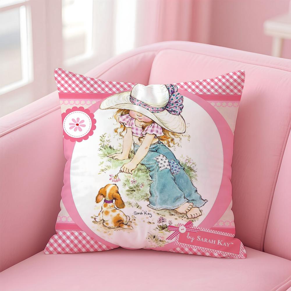 

Sweet Anime Whimsical American Art SSarah Kay Cushion Cover Pillow Case Soft Skin Friendly Fabric Concealed Zipper 30X30cm