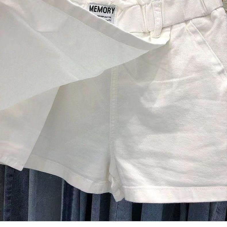 Stor størrelse Fake Two Pieces Bukseskjørt Høy midje Vår og sommer Hvite bukserskjørt Kvinne A Word Halvkropp Kort skjørt