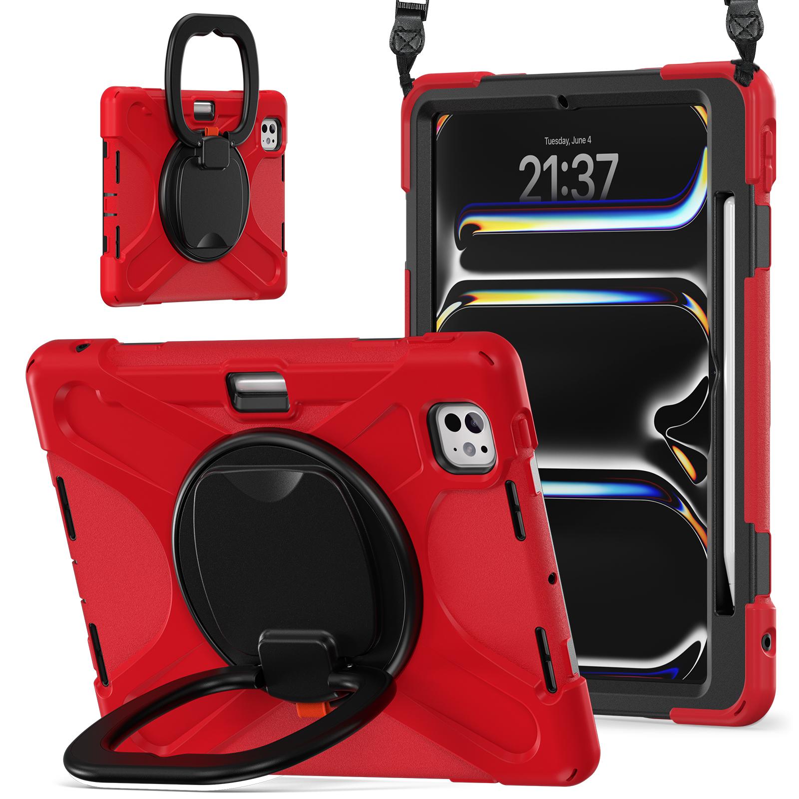 

Heavy Duty Case Universal For iPad Pro 11 2025 M5 2024 M4 A3357 A3358 A3359 A2836 A2837 A3006 360 Rotating Rugged Stand Cover iPad Pro 11 2025 M5 красный