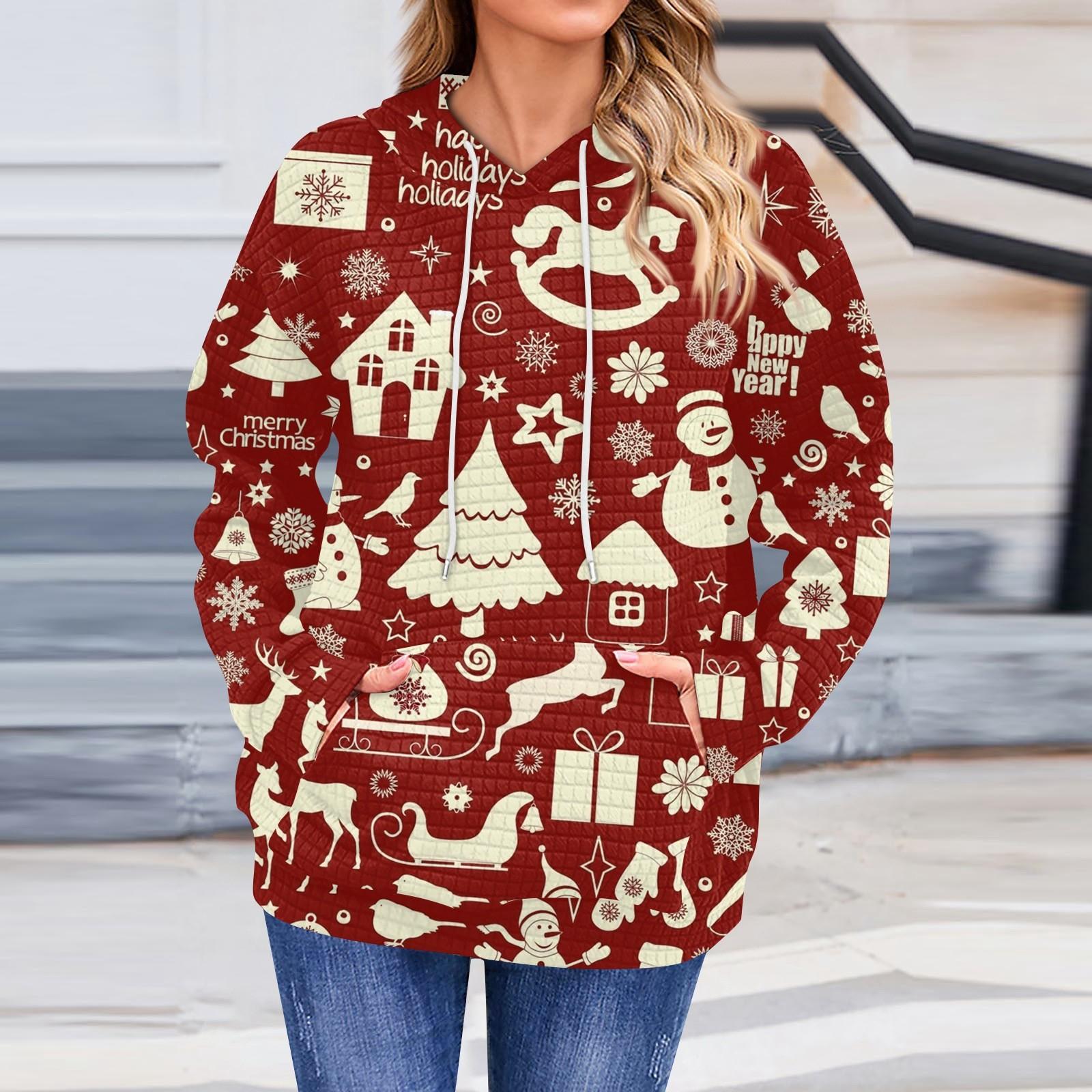 

Женская повседневная толстовка с длинным рукавом и принтом «Снег», свободный пуловер с капюшоном XL