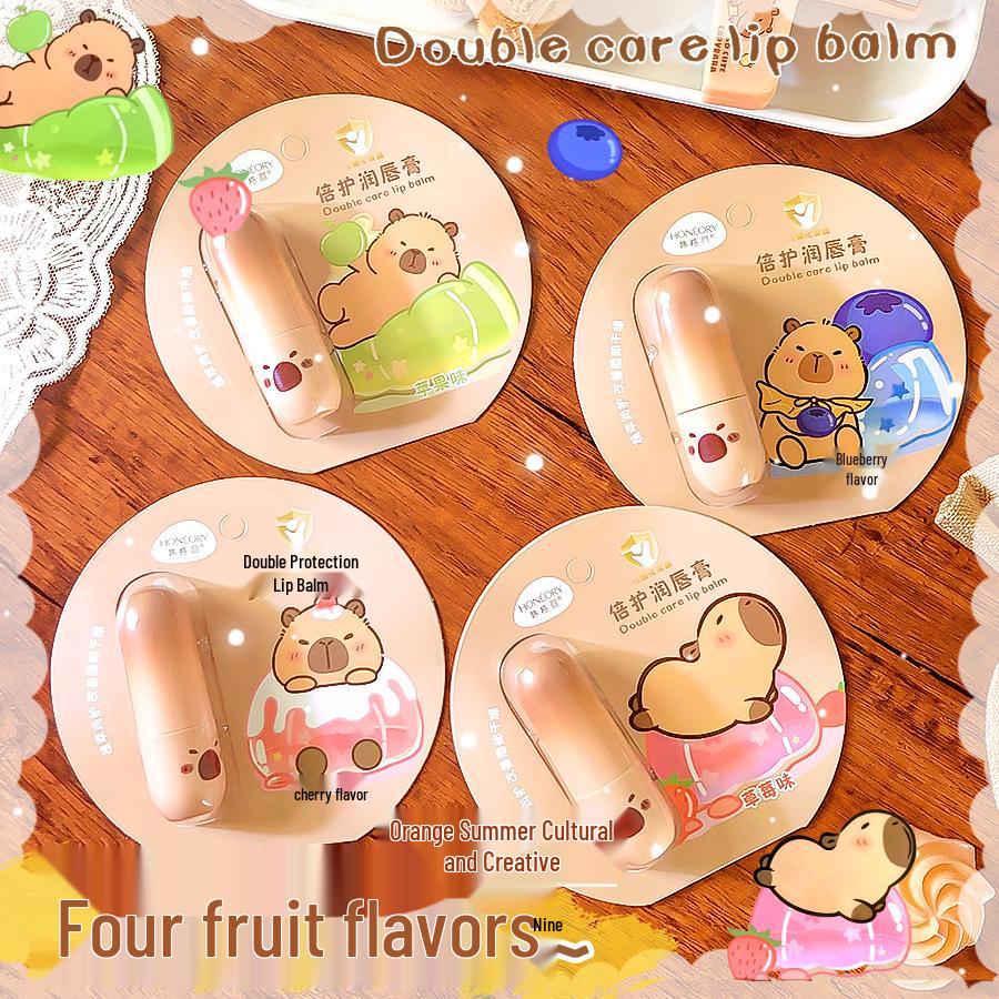 Capybara Colorless Lip Balm - Cute Cartoon Design, High-Value, Creative, Portable for Students