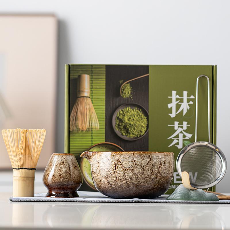 8pcs Large Matcha Bowl Set with Bamboo Whisk And Brush Japanese Style Tea Bowl for Matcha Lovers