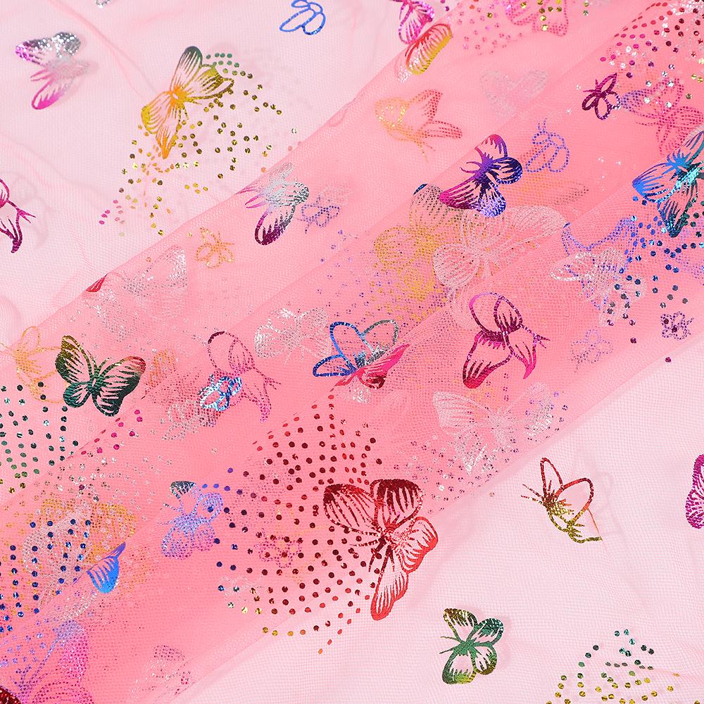 Seven-Color Hot Stamping Butterfly Mesh Fabric for Wedding Dresses, Evening Gowns, DIY Crafts, Women's and Children's Apparel Accessories