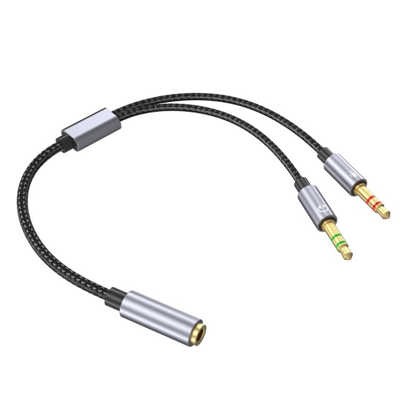 

2 Function 3.5mm Headphone and Microphones Splitter Adapter, Braided Cable for Speakers, Desktops, Laptops, Consoles 1
