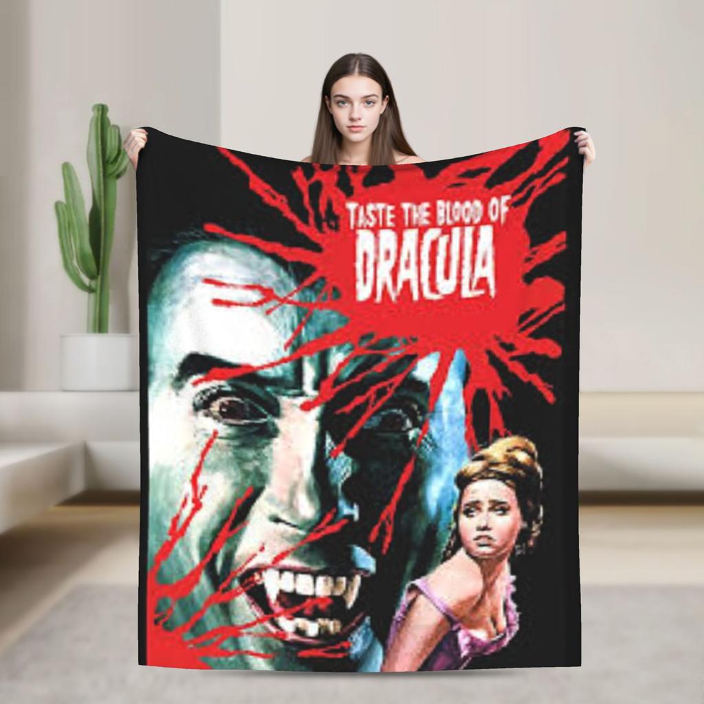 Dracula Halloween Blanket  Warm Aesthetic Plush Throw Blanket For Couch Chair Sofa Bed Travel Flannel Bedspread Bed Cover