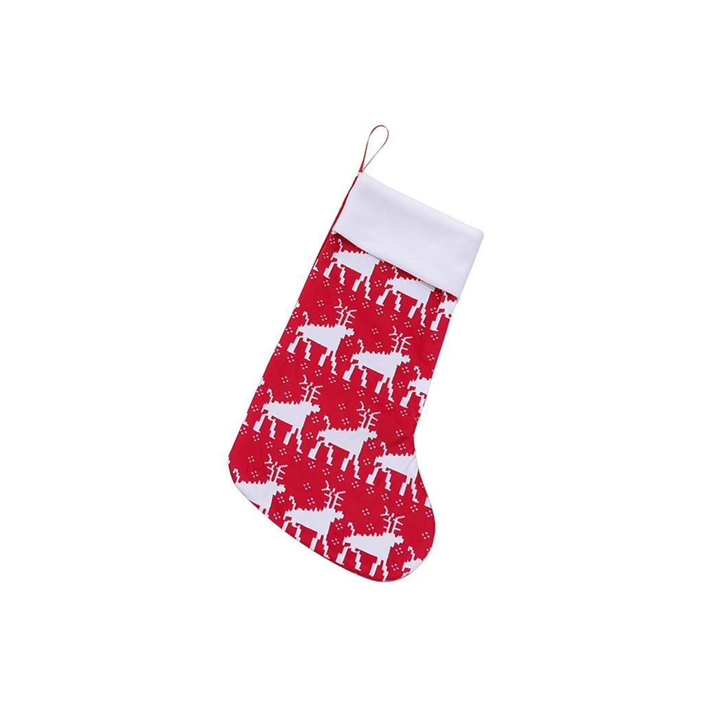 Christmas Socks Velvet Printed Christmas Socks Gift Bag Fireplace Decoration Christmas Decorations