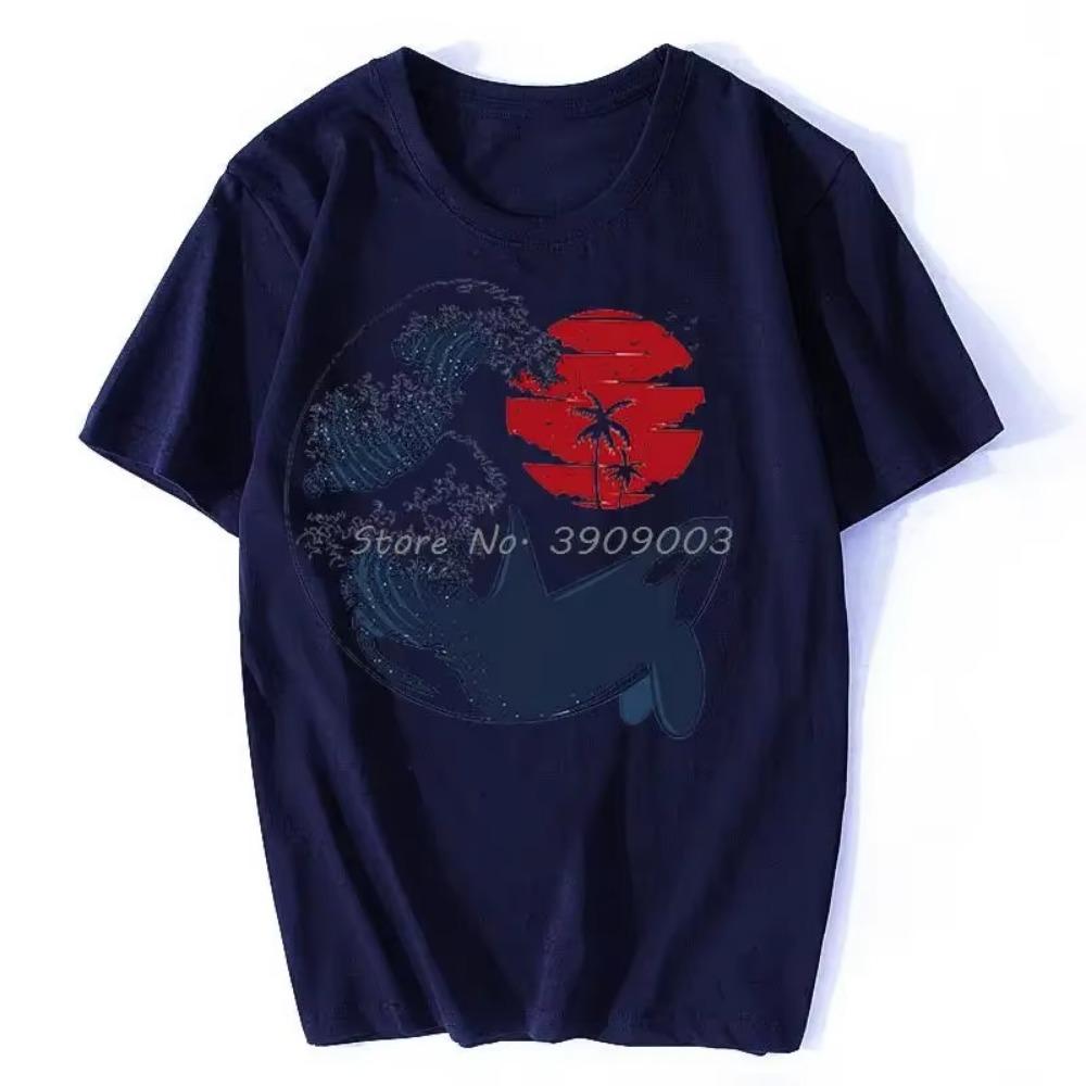 Japan Ukiyoe Style Great Killer Orcas Whale Wave Funny Tshirt  T-shirt Men's Clothing Oversized Unisex Tops