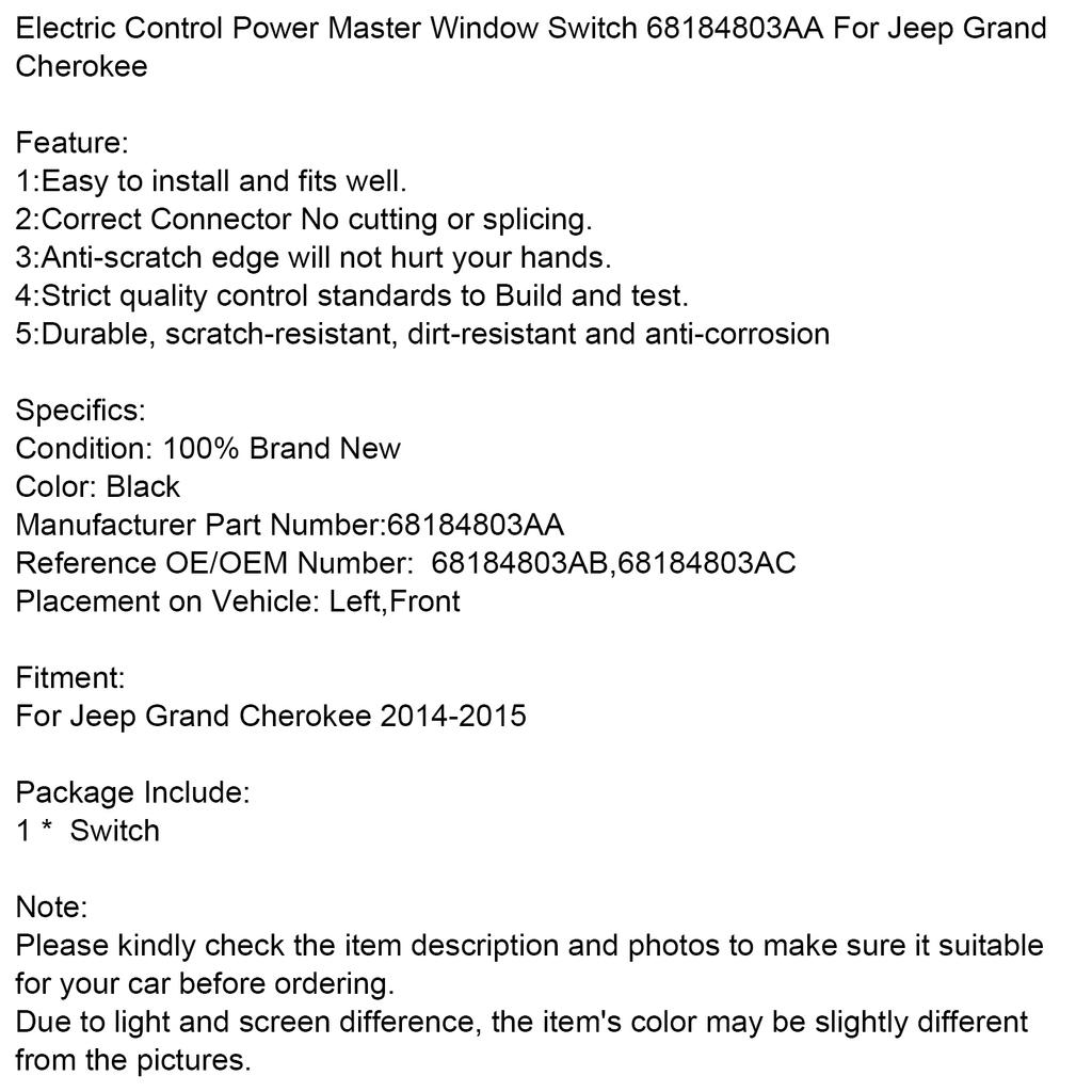 Electric Control Power Master Window Switch 68184803AA For Jeep Grand Cherokee