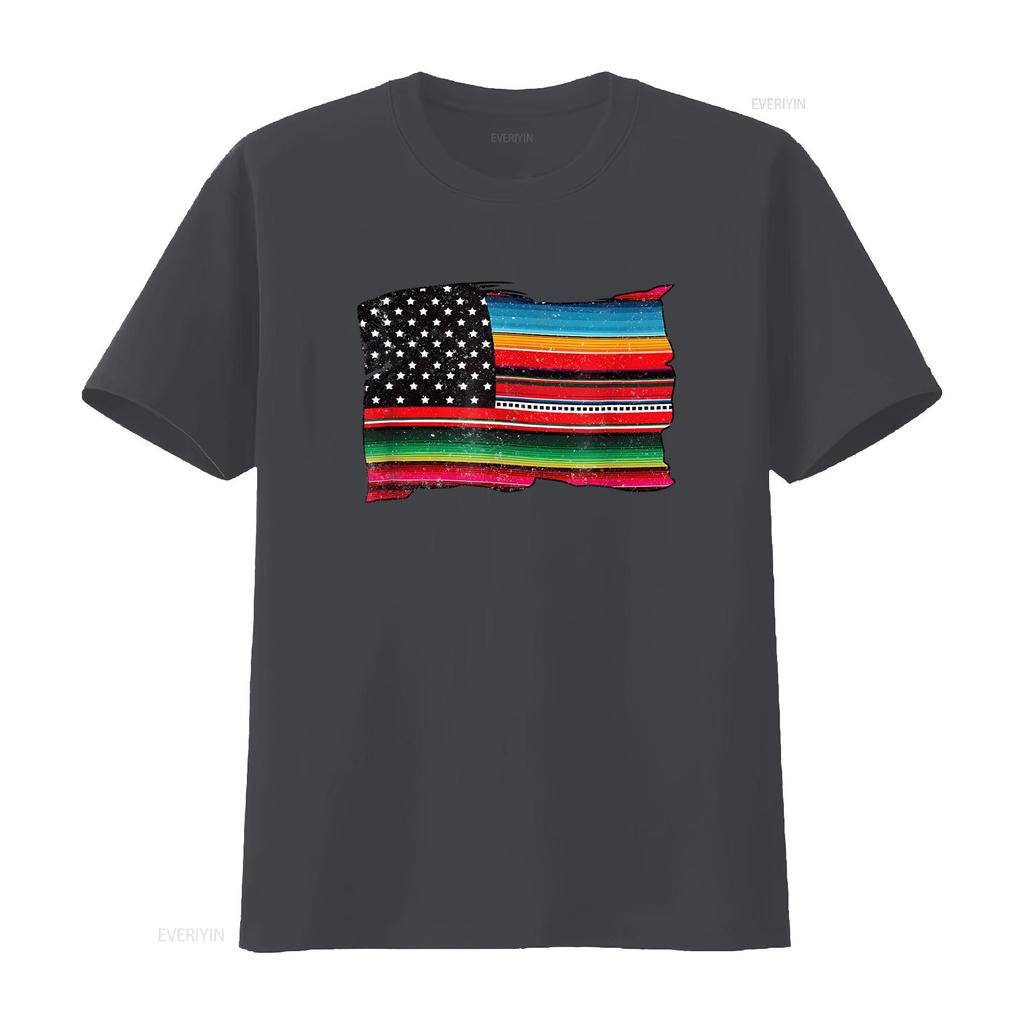 Mens Mexican American Chicano Sarape Flag T Shirt Vintage Washed Stretched Comfortable Graphic Soft Stylish Casual Unisex