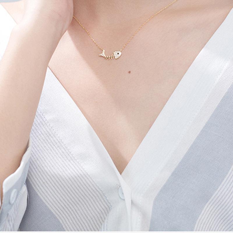 Fashion Temperament Fishbone Necklace Fashion Student Collarbone Chain Women's Cold Style