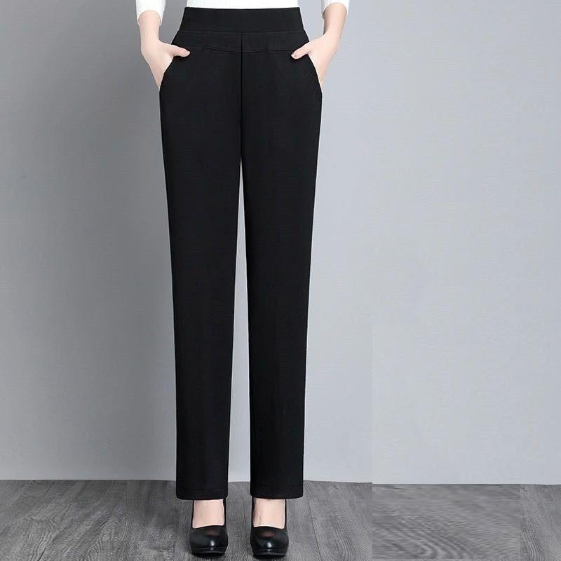 Plus Size Autumn Spring Women Trousers Oversize Elastic High Waist Loose Casual Pants Middle-aged Female Stretch Pants